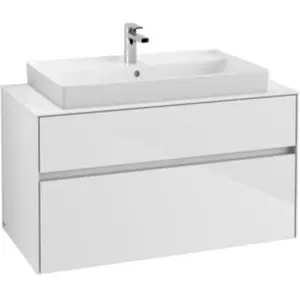 V&B Meuble sous lavabo Collaro 100x54,8x50cm, vasque centrale, blanc b...