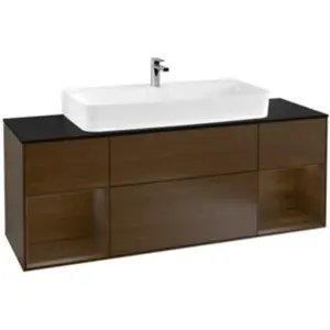 V&B Meuble sous lavabo Finion 160 cm, placage noyer, placage noyer