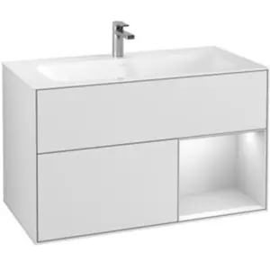 V&B Meuble sous lavabo Finion Reg droit blanc laqué, laque mate blanch...