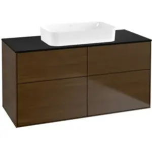 Comparateur de prix : V&B Meuble sous lavabo Finion 120x60,3x50,1 cm, bleu brillant, placage noyer