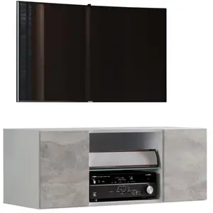 Vcm Tableau Tv Mural En Bois Tableau Bas Suspendu Armoire Tv Suspendue... pas cher