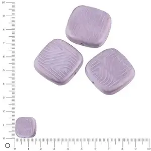 Efco Perles carrées plates en verre Silky 16 x 16 mm - Mauve mat x 4 pces