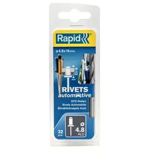 Rapid rivets automobile 4 couleurs 4,8x16mm en alu pas cher