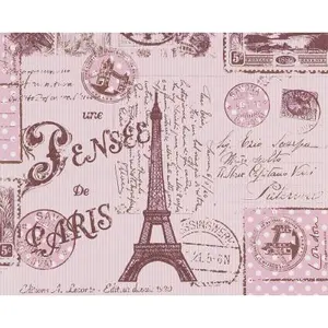 A.S. Création Papier peint PP DUPLEX PENSEE DE PARIS VIEUX ROSE Lot de 12Vendu paramazon