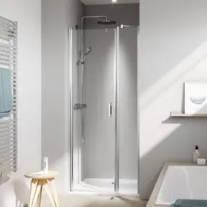 Liga porte battante 1OL 1600 x 2000mm argent ultra brillant verre trempé transparent Clean - Kermi