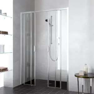 Liga porte coulissante D4B 1400 x 1850mm argent ultra brillant verre trempé transparent - Kermi