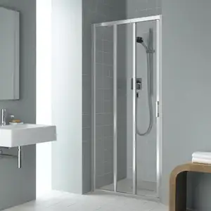 Liga porte coulissante G3L 1050 x 1850mm argent ultra brillant verre trempé transparent - Kermi