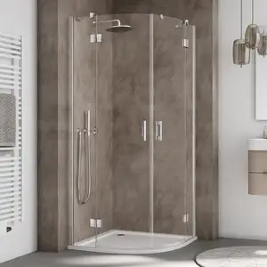 Kermi - liga quart de cercle T55 800 x 2000mm argent ultra brillant verre trempé transparent