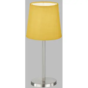 FH Lighting Lampe à poser Eve abat-jour lin nickel/jaune pas cher