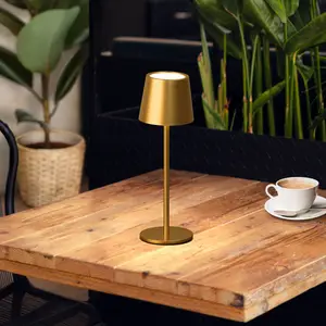 FH Lighting Lampe à poser rechargeable LED Roxi, dorée, métal, IP54, v... pas cher