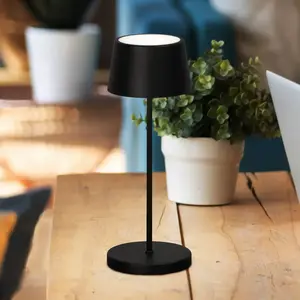 FH Lighting Lampe à poser LED rechargeable Asena Pro noir sable, 30 cm...