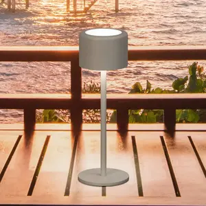 FH Lighting Lampe à poser LED rechargeable Juna, gris-marron Hauteur 2...Vendu parluminaire