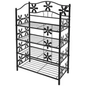 Mendler Étagère de rangement Genève - Métal - 4 tablettes - H=90cm - Noir pas cher