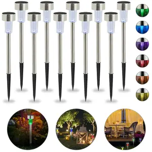 Comparateur de prix : RELAXDAYS Lot de 10 lampes solaires LED sur piquet en acier inoxydable...