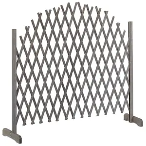 Comparateur de prix : Relaxdays Treillis jardin en bois extensible 200 cm, Clôture grillage pliable, Plante grimpante Brise-vue balcon, gris