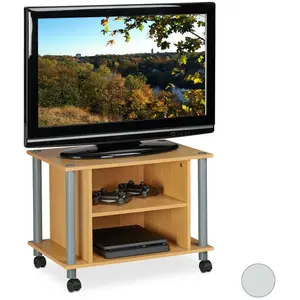 Relaxdays Meuble TV sur rouettes et compartiments - 10025960-695 pas cher