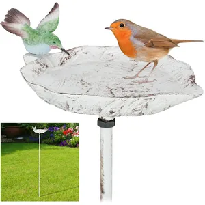 Abreuvoir pour oiseaux en fonte, avec pic de terre, Décoration pour ja...