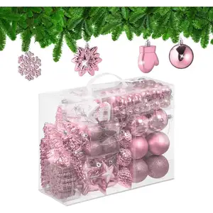 Relaxdays Boules de Noël, lot de 100, en plastique, paillettes, mates,... pas cher
