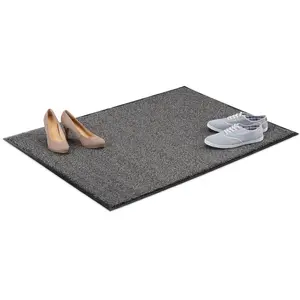 Relaxdays Paillasson gris chiné tapis d’entrée couloir intérieur extra plat mince 90 x 120 cm, noir-gris pas cher