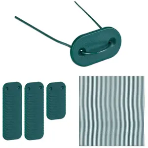 Comparateur de prix : Relaxdays Attaches pour brise-vue, 52 pastilles avec fils, kit de fixation pour pare-soleil, vert