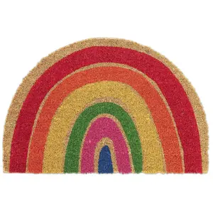 Relaxdays Paillasson en fibres de coco, demi-lune, antidérapant, 40 x 60 cm, pour intérieur et extérieur, multicolore pas cher