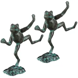 Relaxdays - Statue de jardin, lot de 2, grenouille dansante, fonte fer...Vendu paramazon