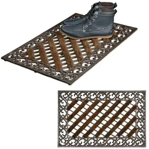 RELAXDAYS Paillasson en fonte rectangulaire, lot de 2, pieds antidérapants, pour intérieur au style campagnard, 4x72x46 cm, bronze pas cher