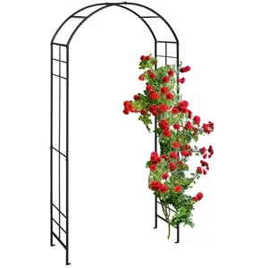 Comparateur de prix : Relaxdays Arche à rosiers en métal, portail de jardin, HxLxP : 224 x 110 x 41 cm, rétro, tuteur plantes grimpantes, noir
