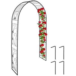 Comparateur de prix : Relaxdays Arche à rosiers, métal, portail de jardin, HxLxP : 216 x 125 x 36 cm, tuteur pour plantes grimpantes, noir