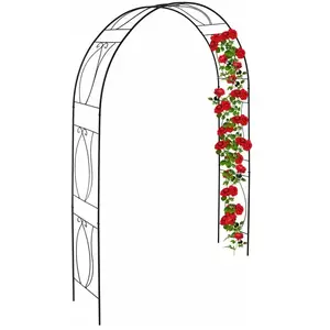 Comparateur de prix : Relaxdays Arche à rosiers en métal, portail de jardin, HxLxP : 233 x 153 x 35 cm, rétro, tuteur plantes grimpantes, noir
