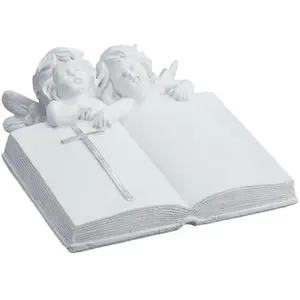 Relaxdays Décoration pour tombe, pierre artificielle, résiste aux UV, au gel, aux intempéries, HLP 10x20x20 cm, blanche