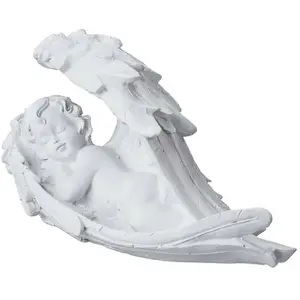 Relaxdays Décoration pour une tombe, ange endormi, résiste aux UV, aux intempéries, au gel, HLP 13 x 21 x 9 cm, blanche pas cher