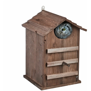 Relaxdays Nichoir d’extérieur pour chouettes, bois de sapin, porte inclinable, trou d’envol HL 9,5 x 9,5 cm, marronVendu paramazon