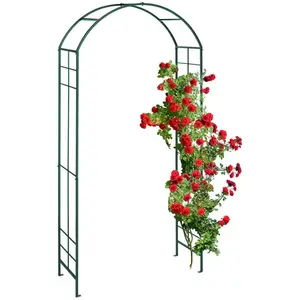 Comparateur de prix : Relaxdays Arche à rosiers, métal, Portail de Jardin, HxLxP : 224x110x41 cm, tuteur Solide pour Plantes grimpantes, Vert