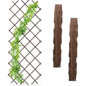 Relaxdays Tuteur à tomates en lot de 3, extensible, pour plantes grimpantes, 180 x 90 cm, pour jardin, balcon, marronVendu paramazon
