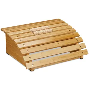 Relaxdays Repose-Pieds pour Le Bureau, avec Rouleaux, Ergonomique, massant et Relaxant, en Bambou, Nature