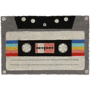 Relaxdays Paillasson Coco 60x40 cm, Tapis, Motif Cassette, antidérapant, résistant, intérieur, extérieur, Multicolore