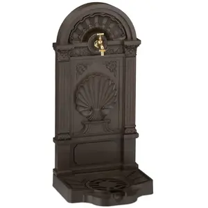 Comparateur de prix : Relaxdays Fontaine extérieure de Jardin, Design nostalgique, avec Robinet, à Poser, HxLxP : 82,5 x 39 x 32 cm, Marron