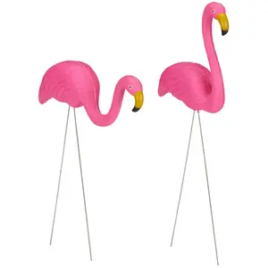 Comparateur de prix : Relaxdays Figurine De Flamant Décoration De Mare Flamants Roses En Lot...