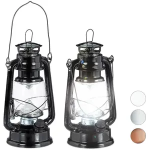 RELAXDAYS 2x lampe-tempête LED, lanterne retro comme décoration de fenêtre ou de jardin, à piles, noir