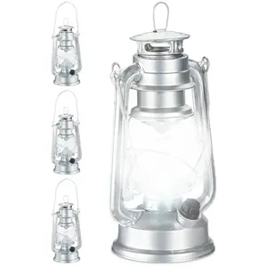 Comparateur de prix : RELAXDAYS 4x lampe-tempête led, lanterne retro comme décoration de fenêtre ou de jardin, à piles, argenté