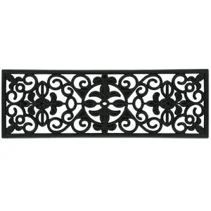 Relaxdays Paillasson de Marche Caoutchouc, Tapis Porte entrée, extérieur, intérieur, Ornement, antidérapant, 75x25, Noir pas cher