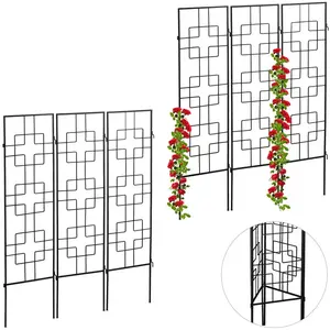 RELAXDAYS Treillis de jardin, métal, lot de 6, à planter, tuteur pour plantes grimpantes, 122 x 30,5 cm, jardin, noirVendu paramazon