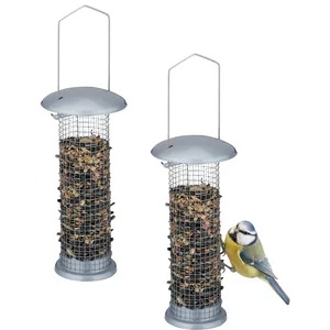 Mangeoire à oiseaux en lot de 2, pour cacahuètes et graines, à suspend...