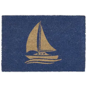Relaxdays Paillasson coco avec voilier bleu - 10035499-0