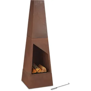 Comparateur de prix : Brasero extérieur en acier corten patiné, avec grille de foyer et tiso...