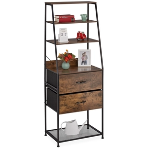 Comparateur de prix : Relaxdays Étagère vintage, 2 tiroirs, 5 étages, design industriel, HxLxP : 164 x 60 x 41,5 cm, bibliothèque, noir-marron