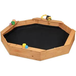Relaxdays zandbak met worteldoek - houten kinderzandbak tuin - met 4 z... pas cher