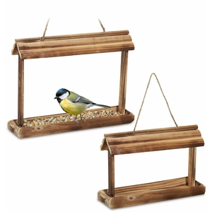 Mangeoire d'extérieur pour oiseaux, en lot de 2, bois de sapin flambé,...Vendu paramazon