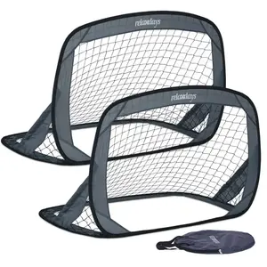 Comparateur de prix : RELAXDAYS But de foot pop up en lot de 2, cage pliable pour le jardin, avec sac de transport, hxlxp : 78x121x80 cm, gris